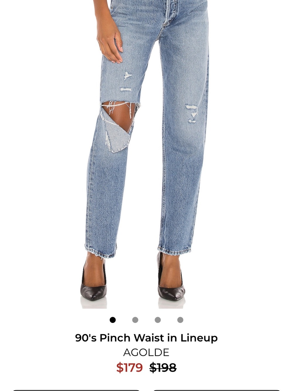 Agolde 90’s pinch Light Blue Straight Leg Jeans with Knee Distress